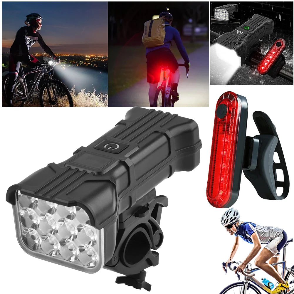 Bike Front and Rear Lights Bike Safety Light Set 360 Degree Rotating Super Bright Bike Light with Honk 1200Mah for Night Riding Zpaxo