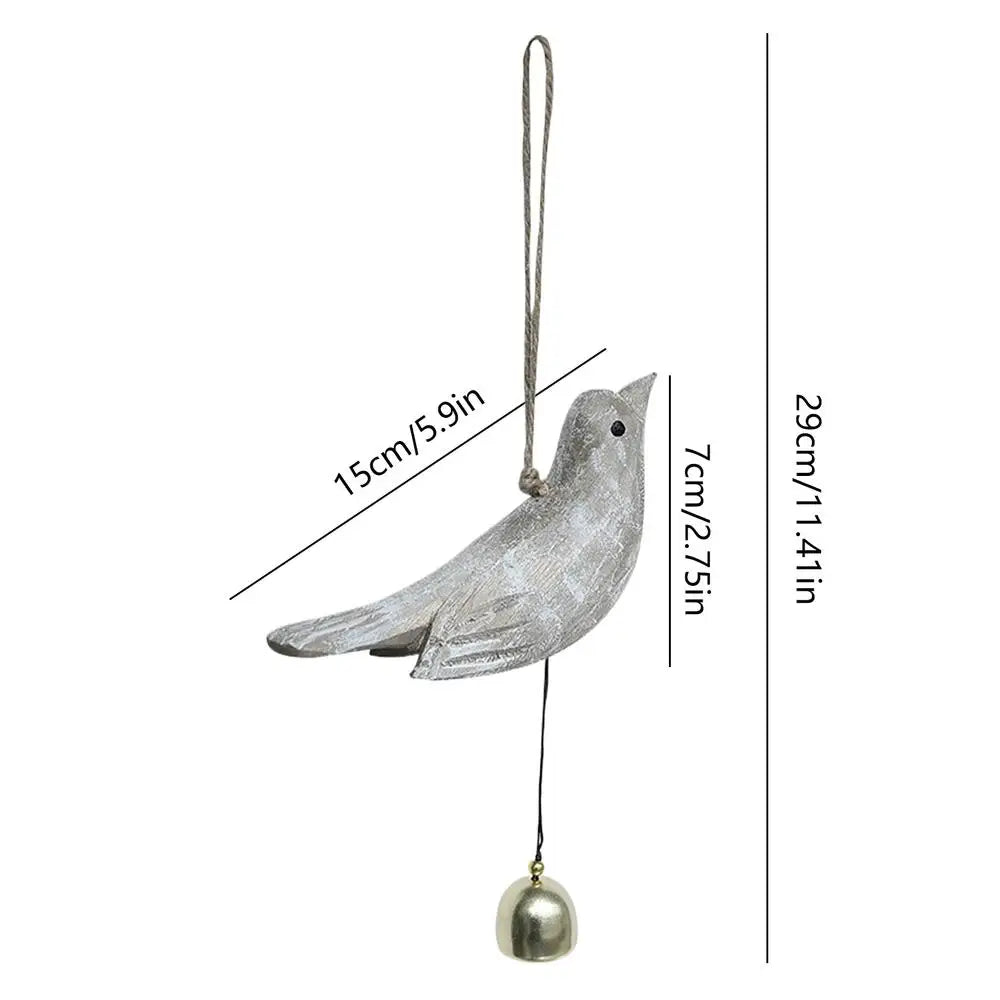 Bird Wind Chimes Wooden Hummingbird Outdoor Ornaments Bell Garden