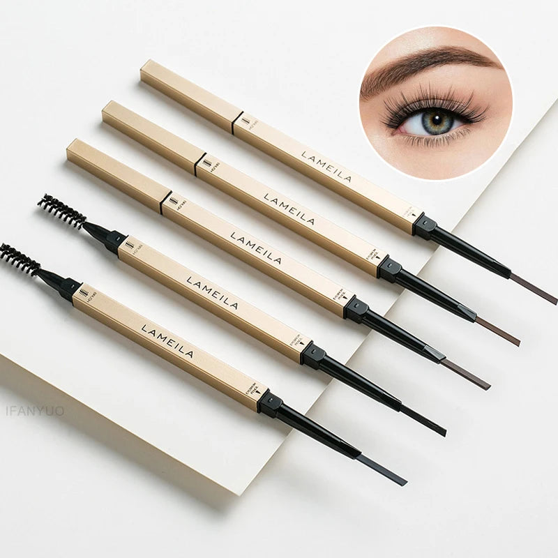 5 Color Waterproof Matte Eyebrow Pen with Brush Extremely Fine Double-headed Eyebrow Pencil Lasting Non-Smudged Eye Brow Makeup Zpaxo
