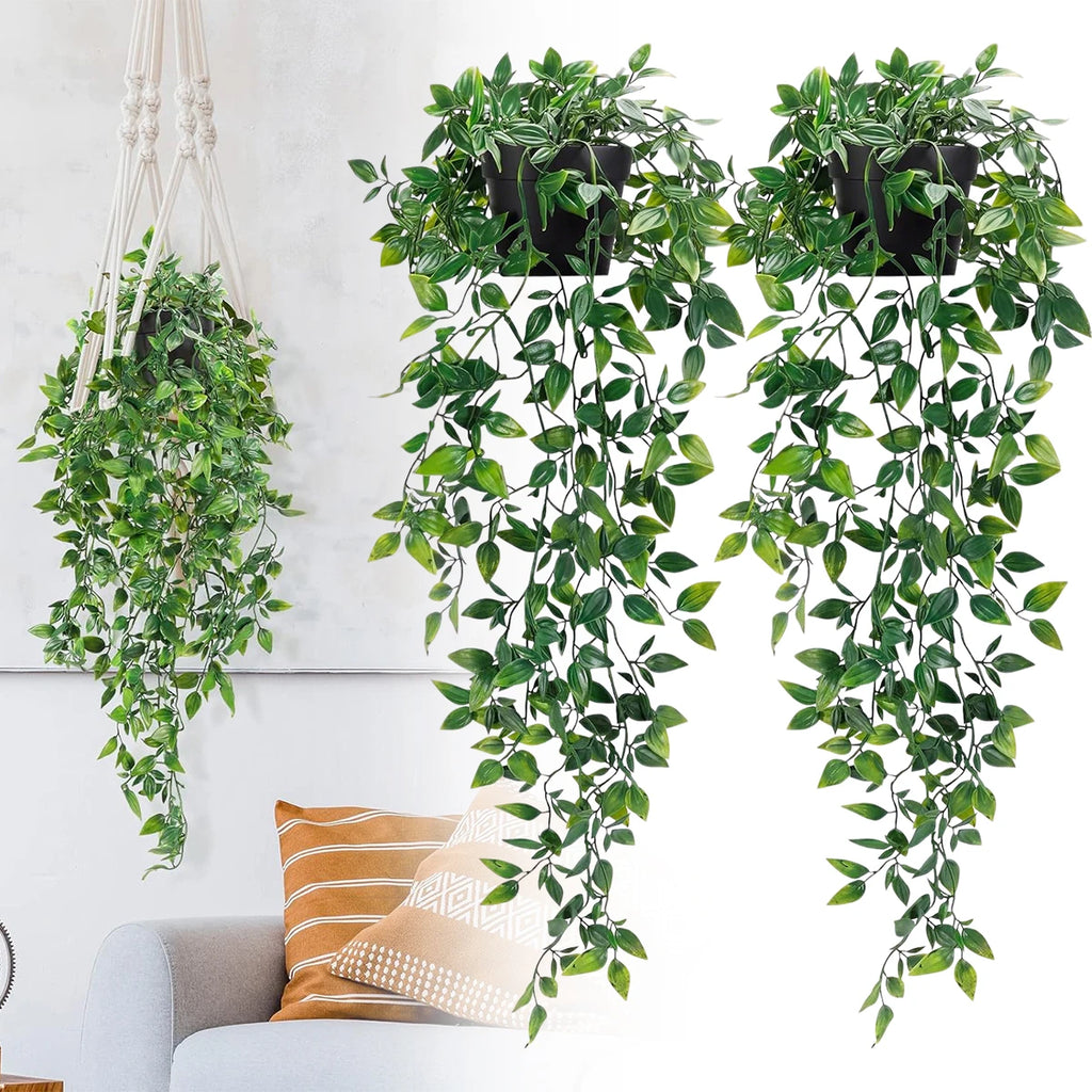 Artificial Hanging Plants Set – String of Pearls, Ivy & Fern