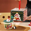 Christmas-themed Ceramic Coffee Cups Mugs LIDS Spoons Holiday Boxes