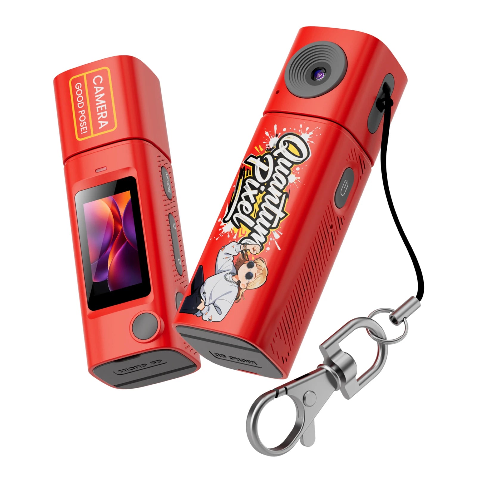 1080P Thumb Keychain Camera 230 Rotatable Lens Retro Mini Action Cam