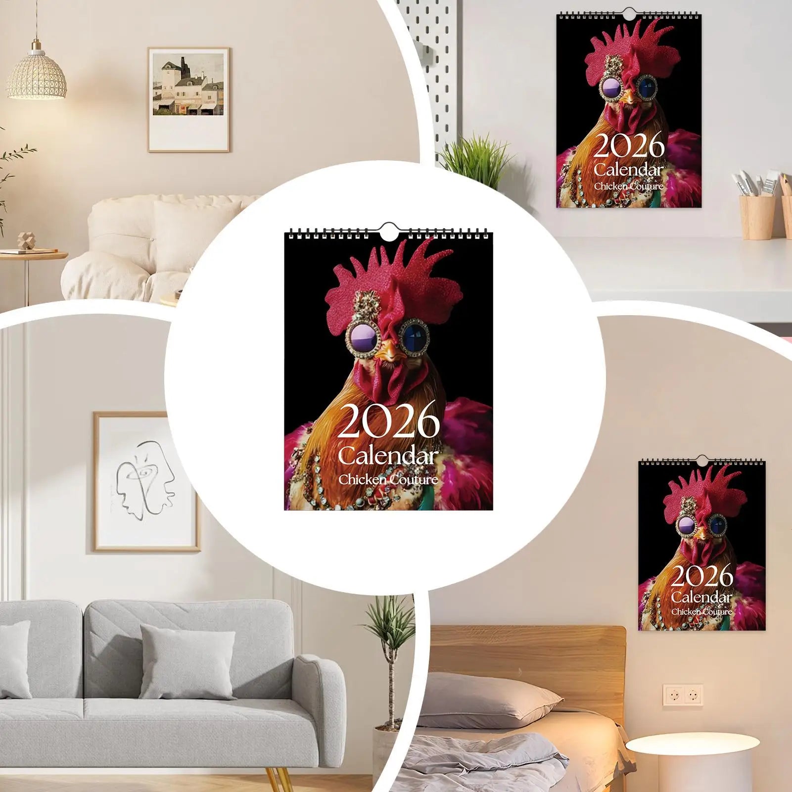 2026 Wall Calendar Natural Hen Themed Funny Gag Chicken Lovers