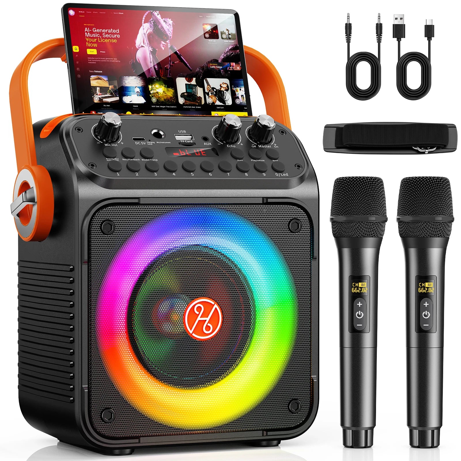 T35 Power Karaoke Bluetooth Speaker Music Rhythm Light 360 Degree