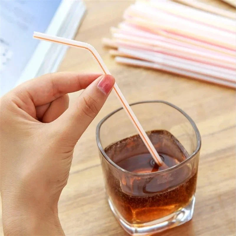 100Pcs Colorful Bendable Straw Drinking Kunststof Straw for Milk Tea Bar Party Rietjes Drinking Wedding Kitchen Beverage Straws Zpaxo