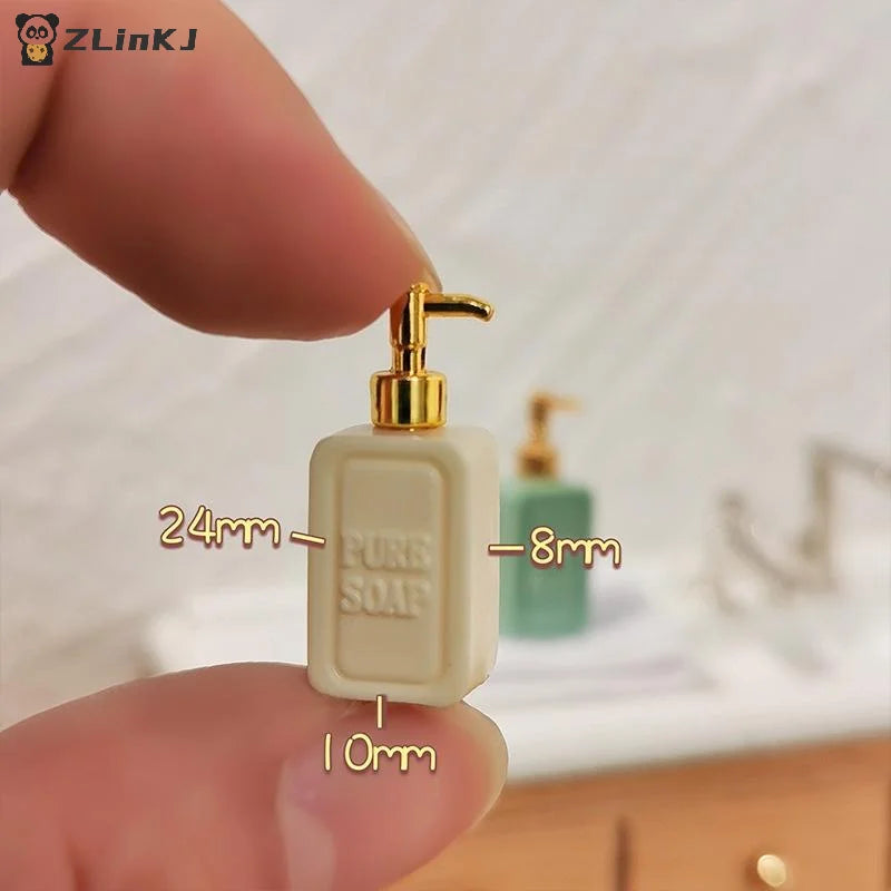 4Pcs Dollhouse Bathroom Accessories Mini Split Bottle Pretend Play Furniture Toy Miniature Soap Dispenser Model Doll House Decor Zpaxo