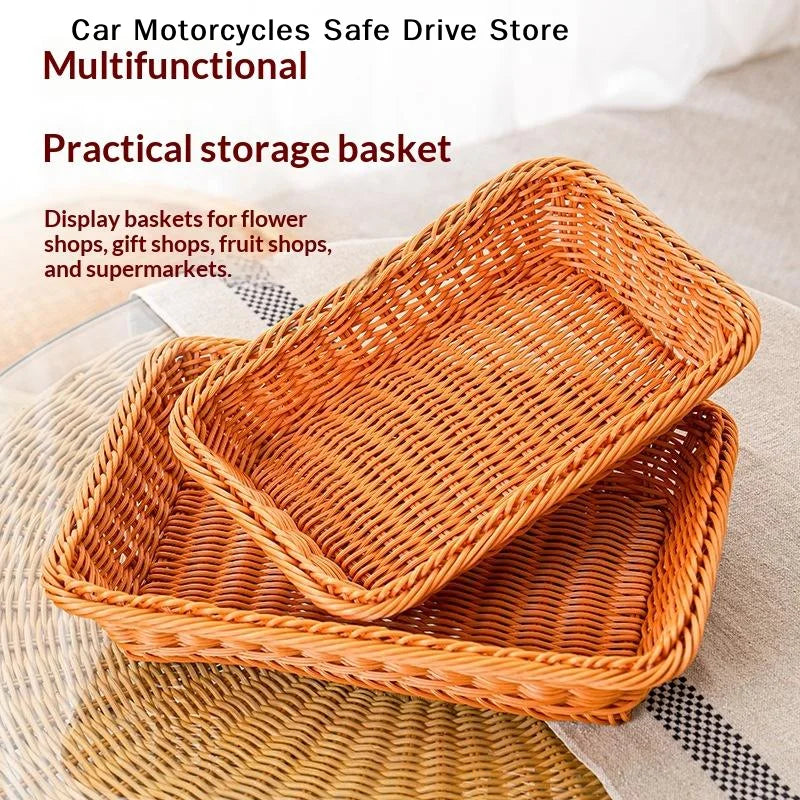 MWoven Rattan Storage Basket Sturdy Structure Large Capacity Kitchen