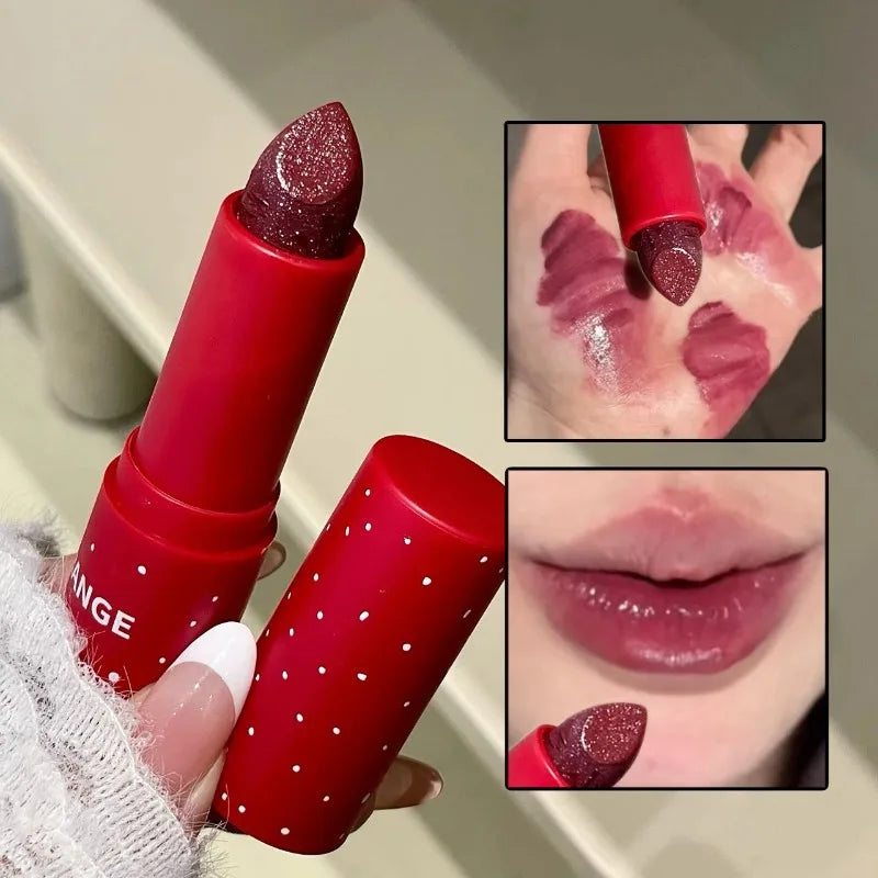 Mirror Water Jelly Lipstick Moisturizing Purple Grape Glitter Solid