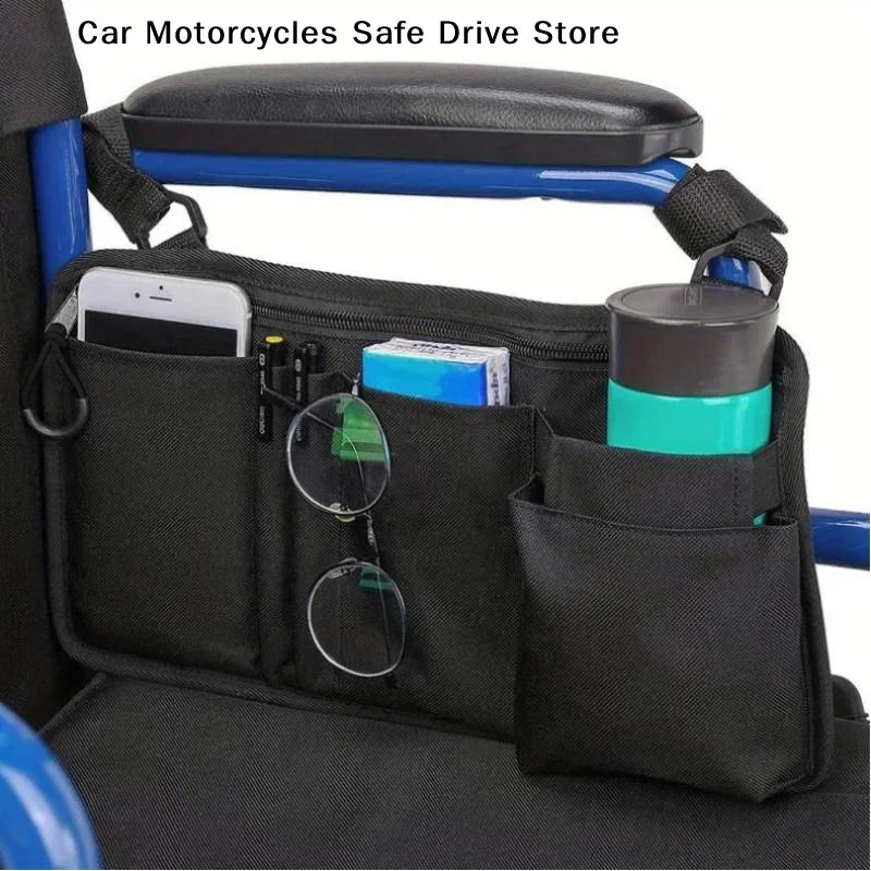 M1Pcs Travel Pouch Wheelchair Side Bag Cup Holder Wheel Chair Seniors