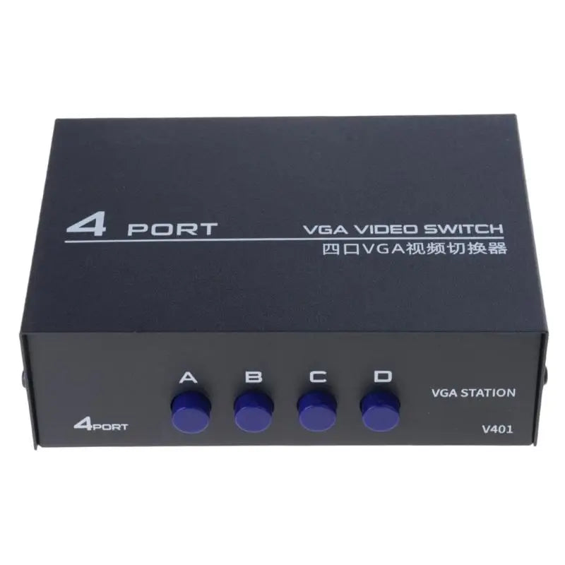 652F Metal 4 Way VGA Switcher For PC To Monitors Sharing With 1920x1440 Support Metal Zpaxo