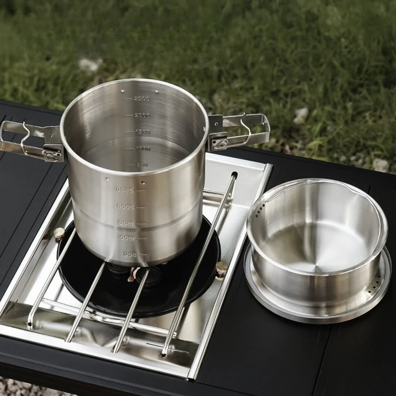 Outdoor 304 Stainless Steel Pot Camping Picnic Equipment Complete Set of Cooking Utensils Portable Hanging Pot Boiling Pot Zpaxo
