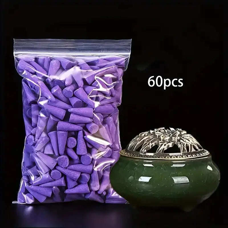 60 packs of natural incense cones | sandalwood, floral fragrance, suitable for meditation/yoga | home, bathroom and Spa Zpaxo 60pcs