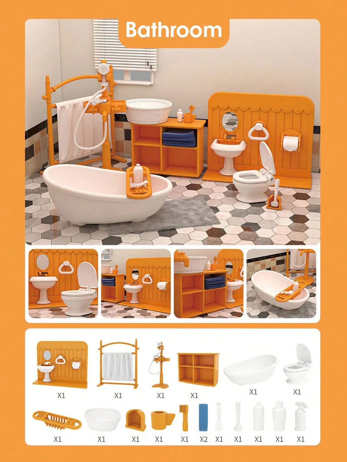 1 12 Miniature Furniture Forest Family Mini Bedroom Kitchen Bathroom Zpaxo Bathroom