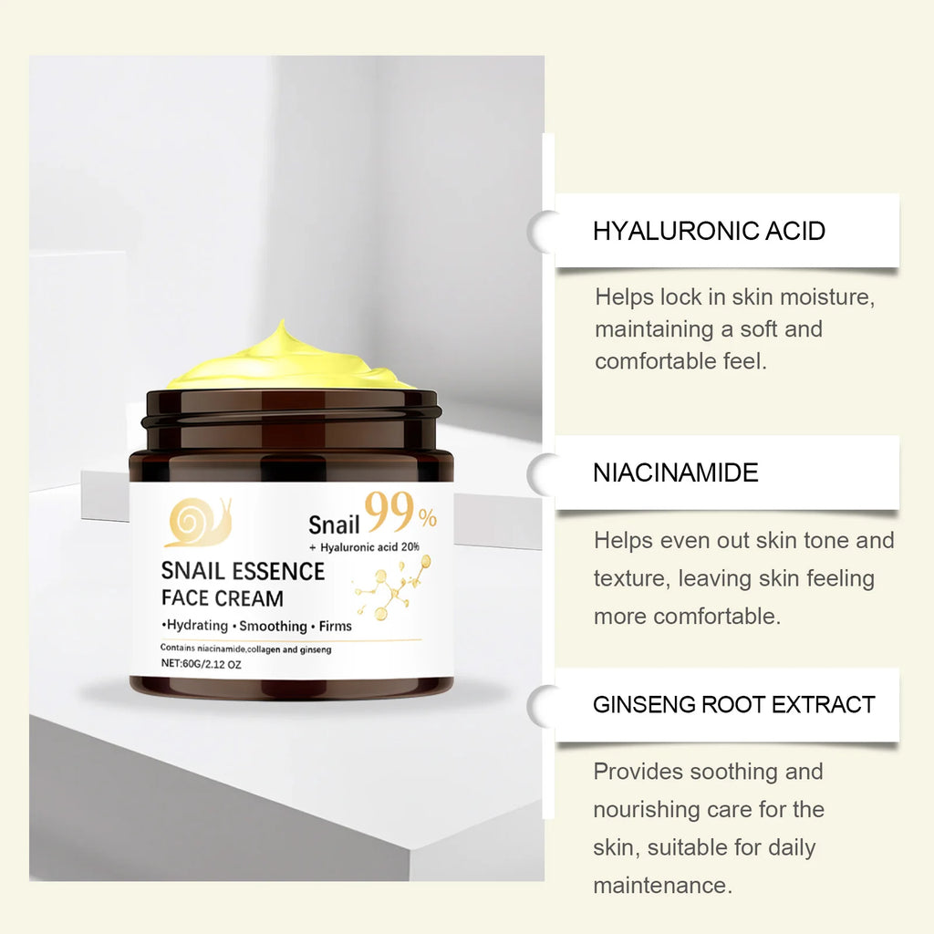 Snail Mucin Face Cream Firming Moisturizing Dry Skin Brightening Anti-Aging Smoothing Fade Fine Lines Soothing Repair Face Cream Zpaxo
