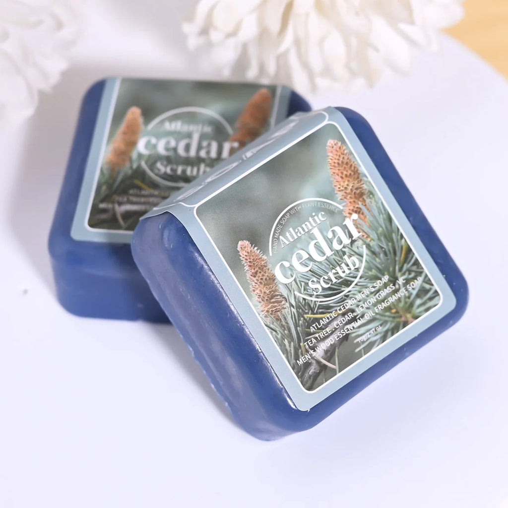 Men's Cedar Essential Oil Soap Travel Portable Hotel Soap Deep Cleansing Wood Fragrance Handmade Soap, Face Wash and Bath Soap Zpaxo