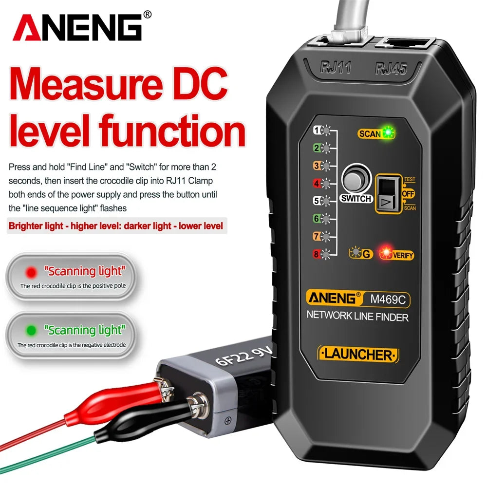 Multifunction RJ45 RJ11 LAN Cable Tester ANENG M469C Network Finder