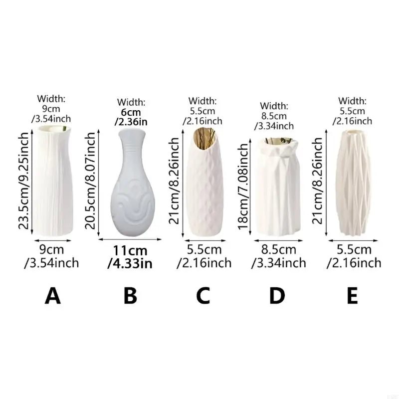 Multifunctional White Plastic Vases Shatterproof Design Faux Ceramics