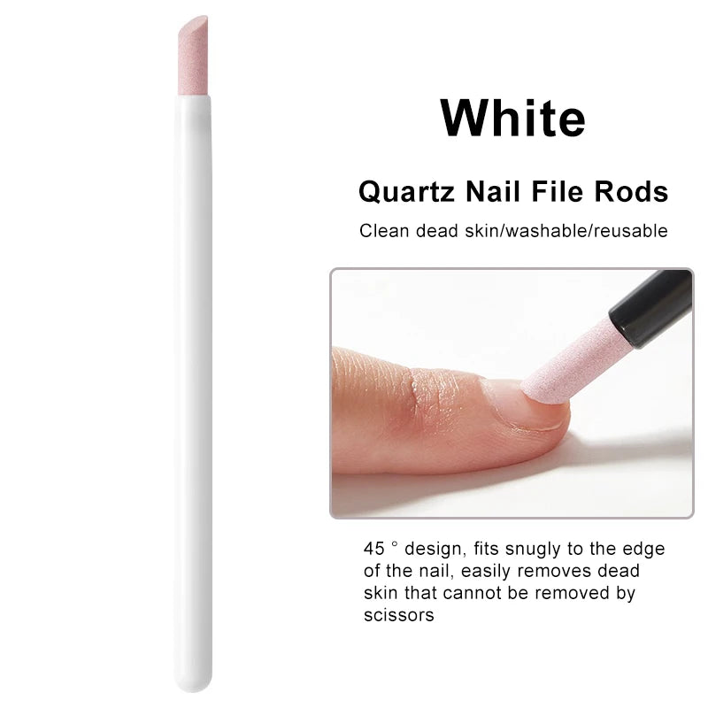 1 Nail Art Quartz Grinding Pen Cuticle Rod Dead Skin Remover UV Gel Zpaxo White-1pcs