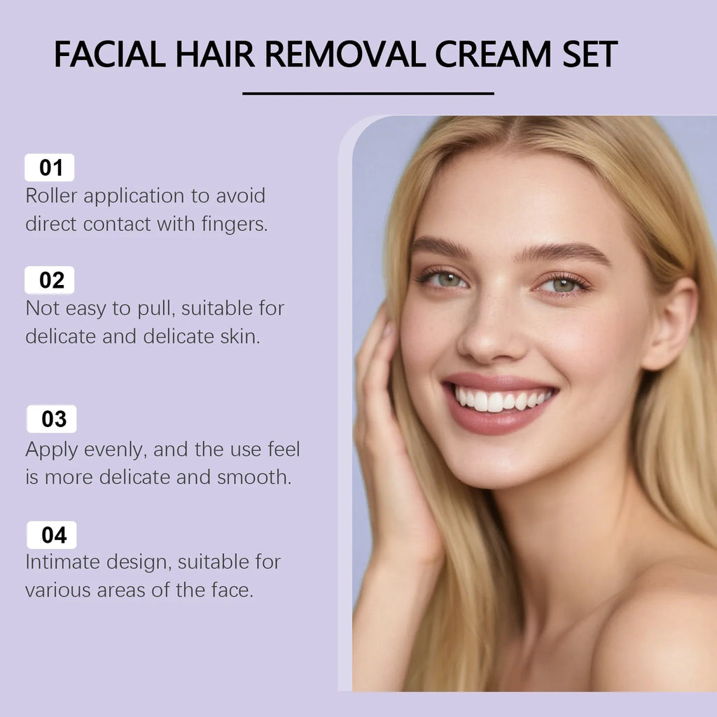 Painless Face & Body Hair Removal Cream + Calming Serum Kit Hair Removal Kit Zpaxo