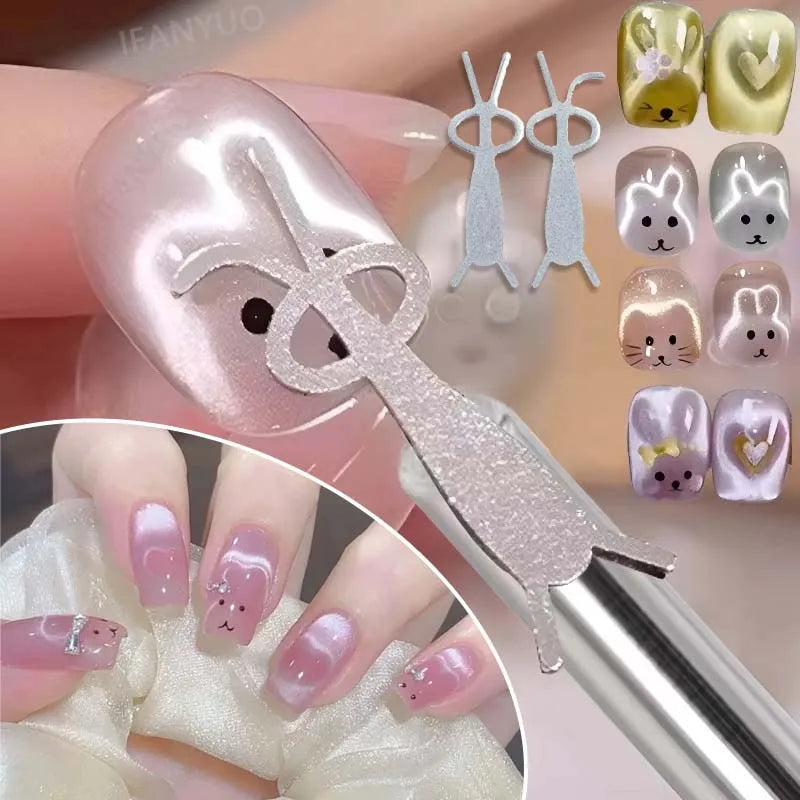 Rabbit Shaped Cat Eye Magnet Flexible Iron Wire Creating Heart Effect