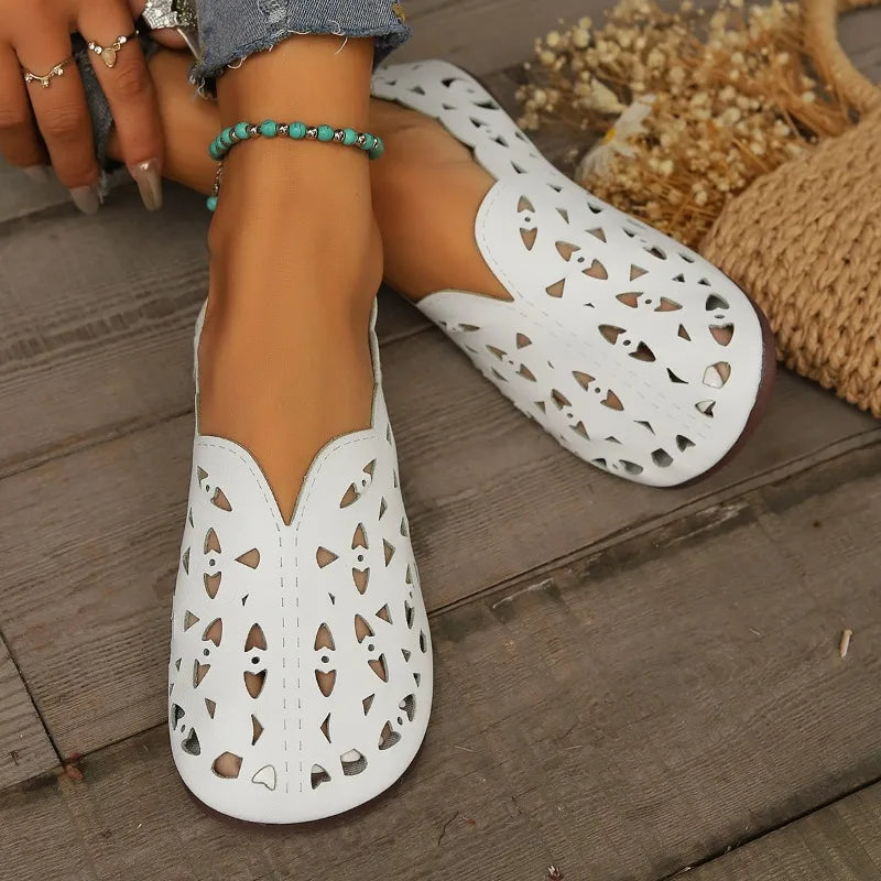 2025 Women Flat Shoes Leather Woman Pointed Toe Flats Summer Lady