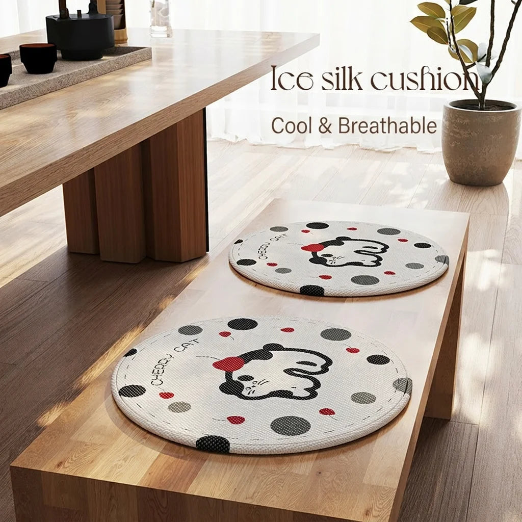 Round Ice Silk Cooling Seat Cushion – Anti-Slip Summer Mat