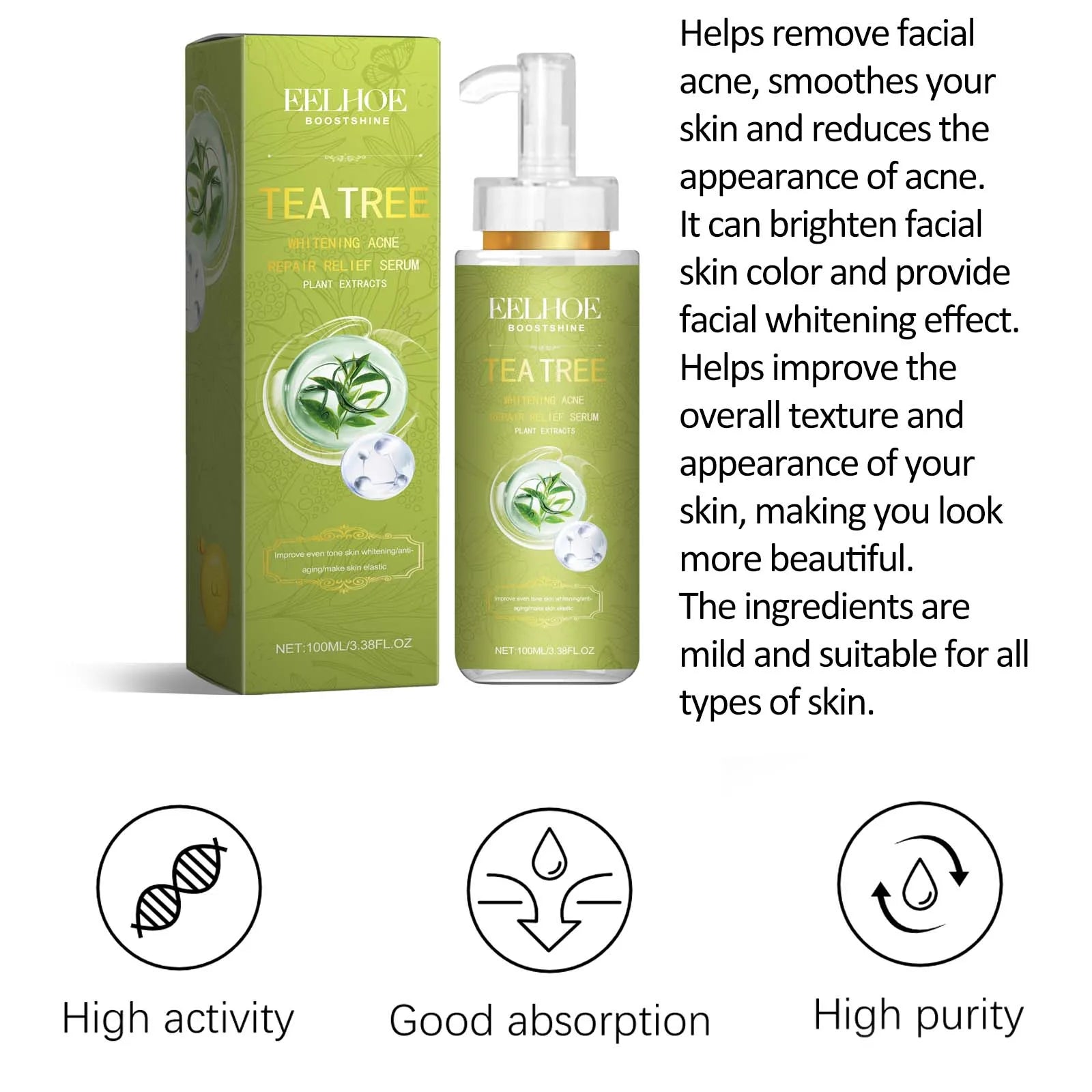 EELHOE Tea Tree Anti-Acne Serum – Pore Shrinking & Brightening Anti-Acne Face Serum Zpaxo