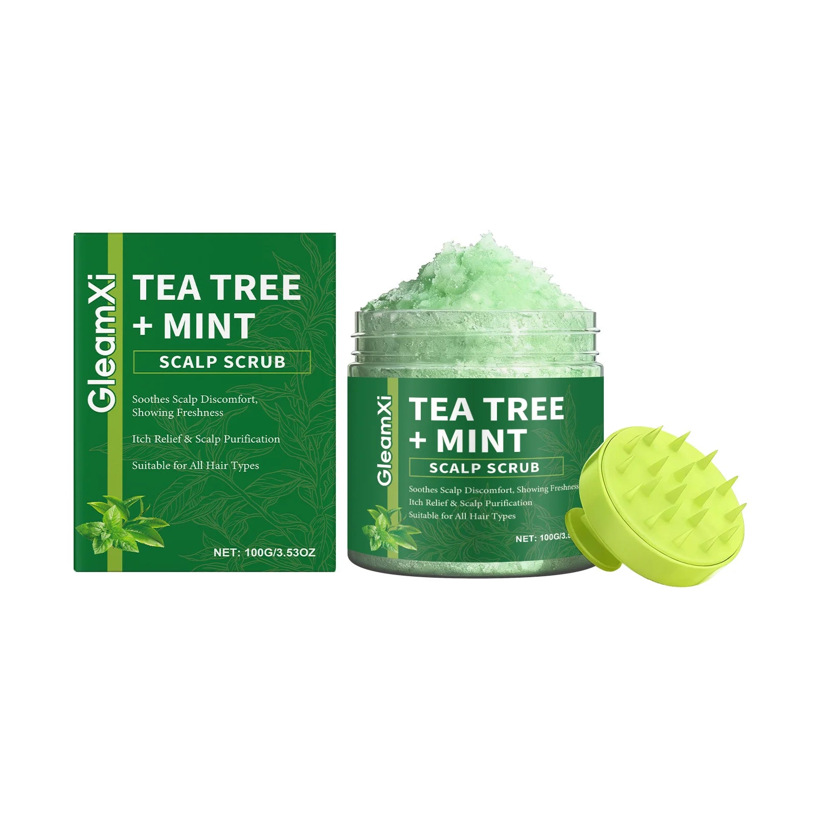 Gleamxi Tea Tree Scalp Scrub – Anti-Dandruff Shampoo 100g Scalp Scrub Shampoo Zpaxo 100g boxed