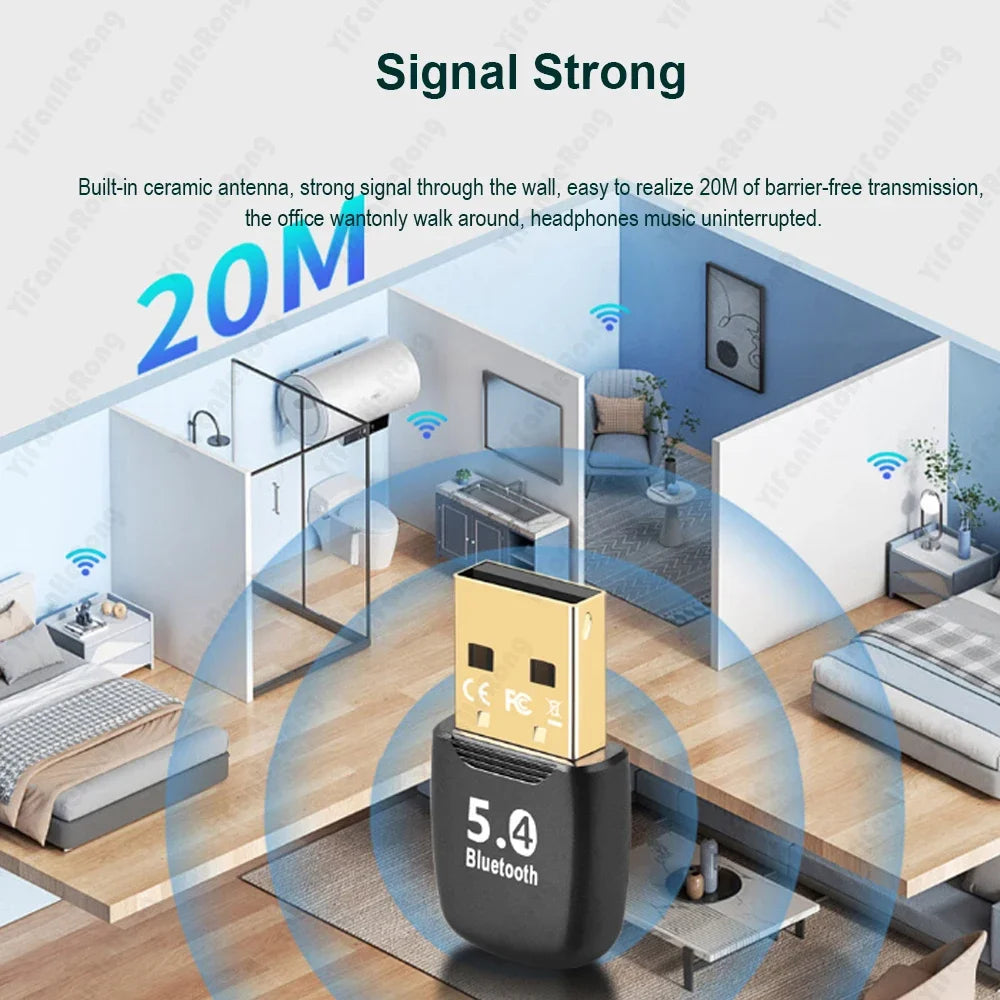 Music Audio Receiver Transmitter USB Adapter Bluetooth-compatible 5.4 Dongle Adaptador for PC Wireless Mouse Keyborad Laptop Zpaxo
