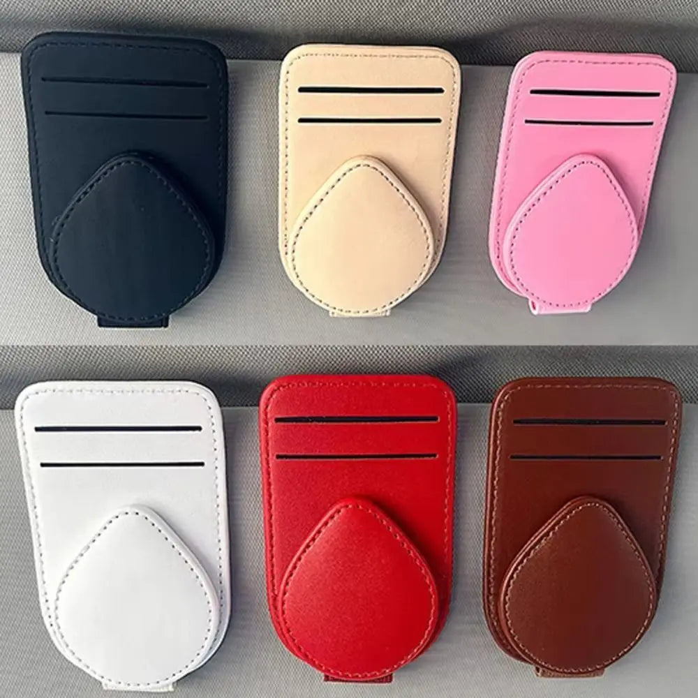 PU Leather Car Sunglasses Holder Universal Multifunctional Sun Visor Zpaxo