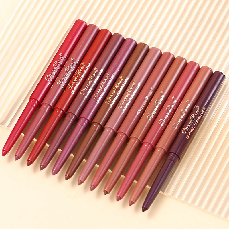 12-Color Matte Fine Glitter Lipstick Pencil Long Lasting Waterproof Non-Stick Lipliner Crayon Velvet Lip Contour Smooth Makeup Zpaxo