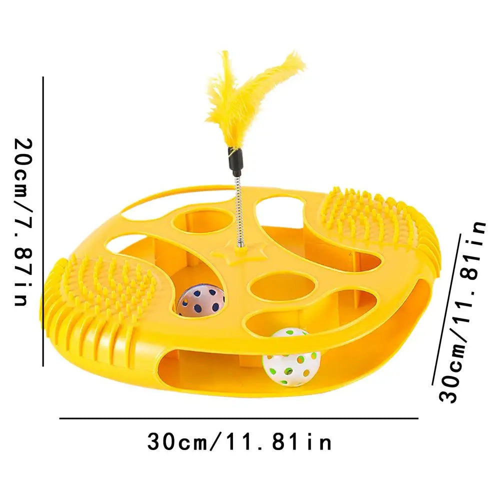 Cat Toy Ball Track Cat Track Ball Toy With Feathers Interactive Kitten Game For Home Boredom Relief Exercise Entertainment Zpaxo Yellow China Mainland