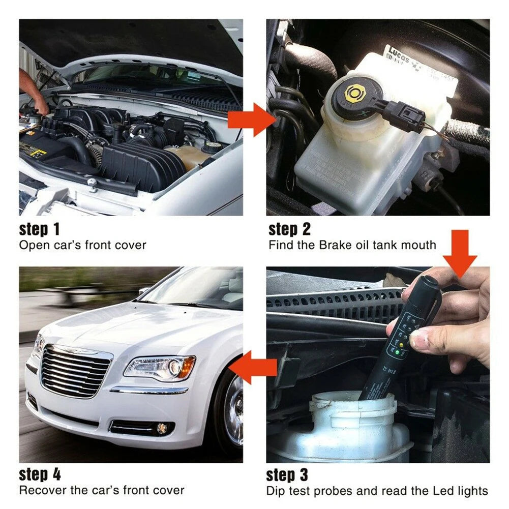 Brake Fluid Tester LED Indicator Accurate Oil Quality Diagnostic Tool Car Brake Fluid Tester Pen Car Vehicle Auto Testing Tool Zpaxo
