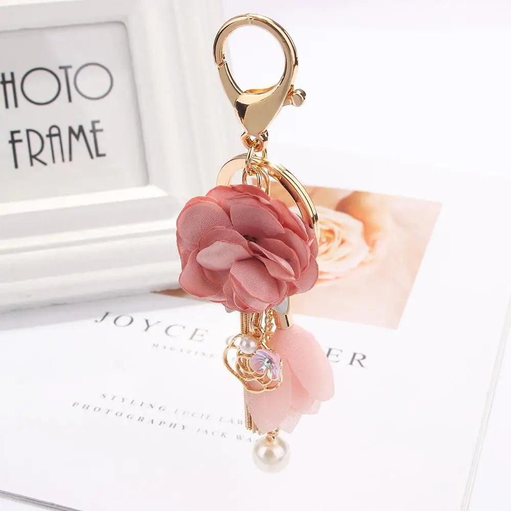 Gifts Charm Pendant Crystal Rose Flowers Jewelry Key Ring Keychain Zpaxo