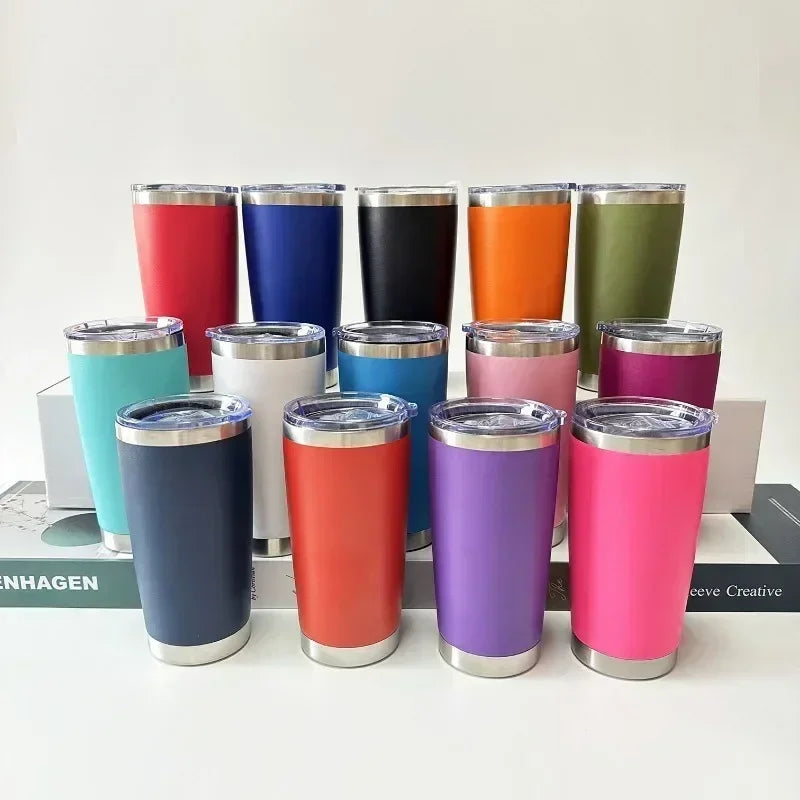 20oz High Color Double Layer Stainless Steel Insulated Cup Car Cup Ice Cream Cup Beer Cup Outdoor Portable Water Cup Zpaxo