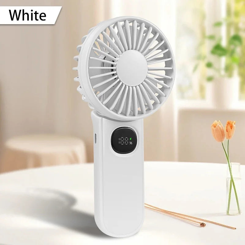Handheld 1 Fan 5 Speed Adjustable Foldable Portable LED Display