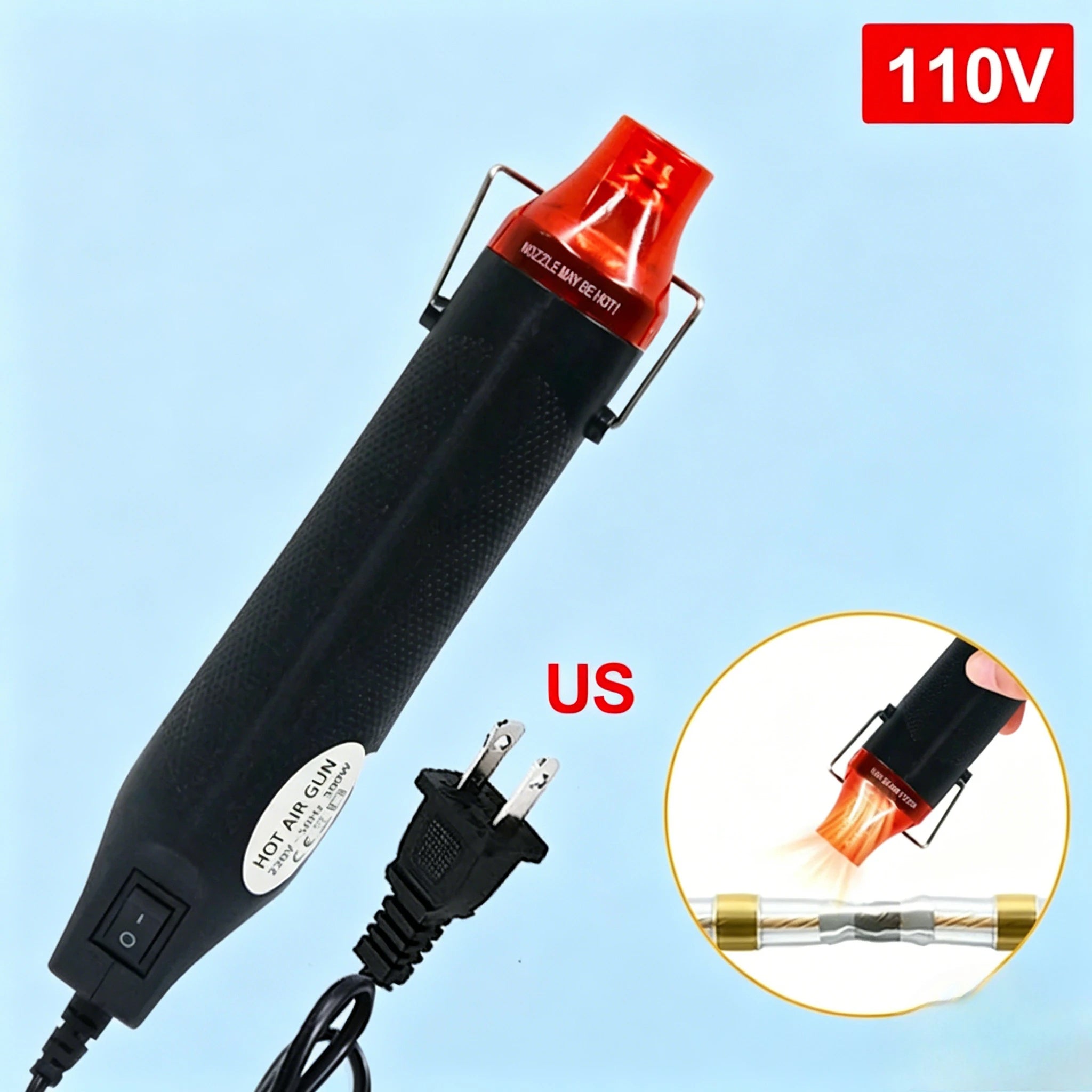 Handheld 110V/220V Hot Air Gun DIY Electric Heat Tool Mini Temperature Blower with Retractable Stand US Zpaxo Red-h