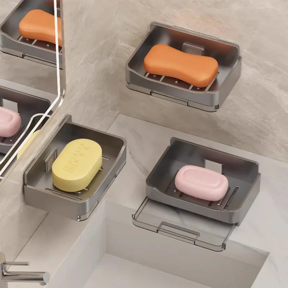 No-Drill Wall Soap Dish Holder with Drain Tray | Bathroom