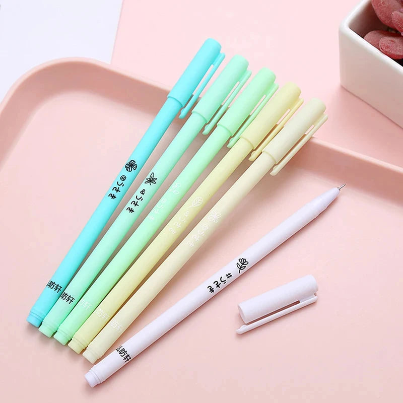 6-Pack Morandi-style Gel Pen Black Ballpoint Pens Office School