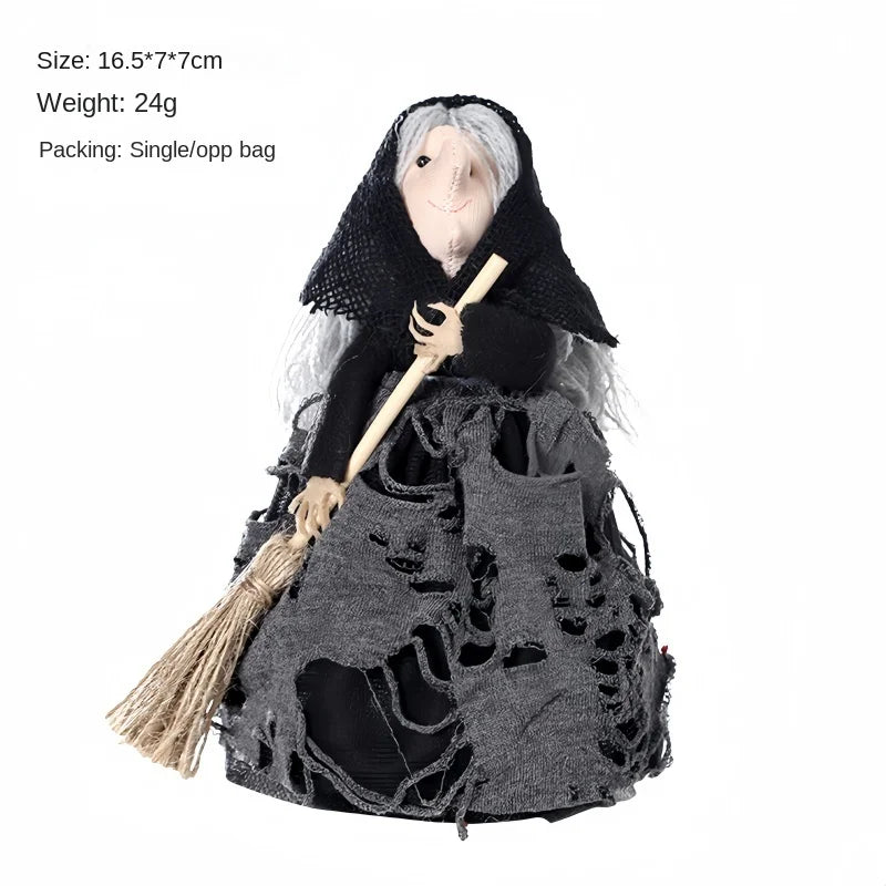 Halloween Broom Witch Exquisite Broom Puppet - Party Dress up - Horror and Cute Halloween Props for Indoor and Courtyard Zpaxo black M