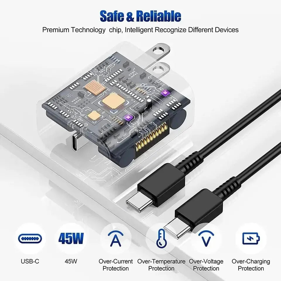 5A 45W PD USB-C Fast Charger Samsung S22 S23 S24 Note 20 A14 A15 A25