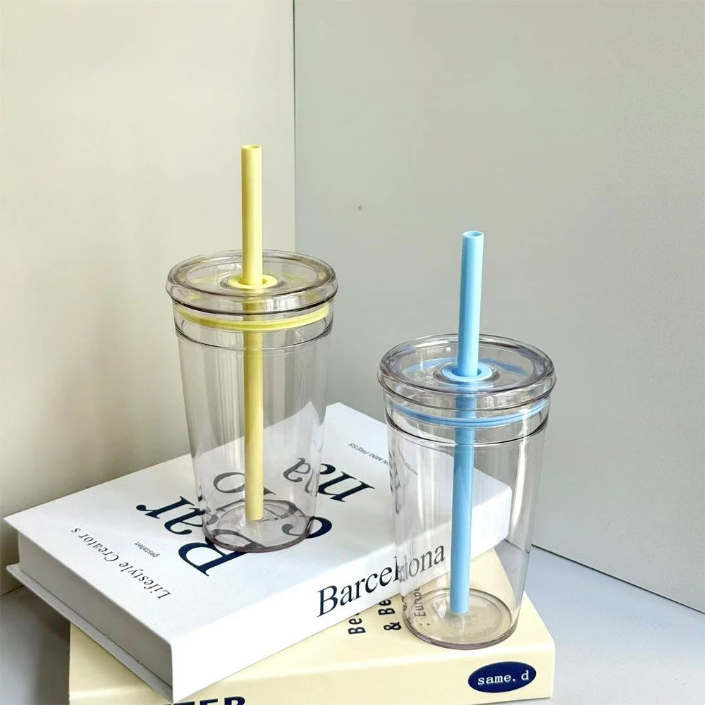 450ml Reusable Transparent Straw Cup – Car & Office Tumbler Reusable Straw Cup Zpaxo