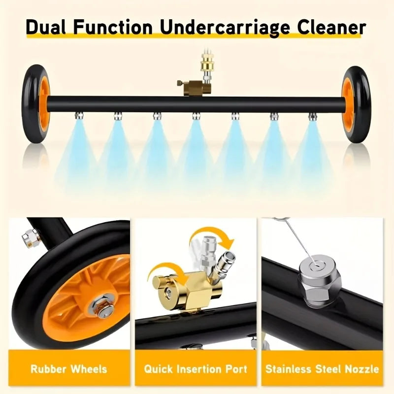 4-Nozzle Undercarriage Cleaner & Pressure Washer Water Broom