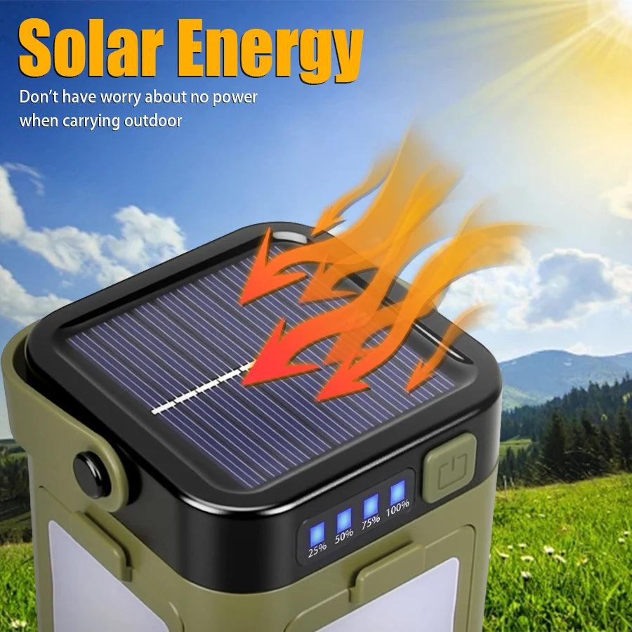 4-Leaf Folding LED Camping Lantern | Solar USB Rechargeable