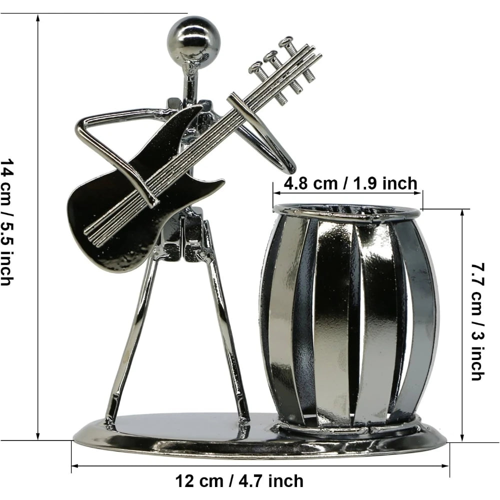 Iron Music Man Metal Pen Holder – Musical Art Pencil Cup