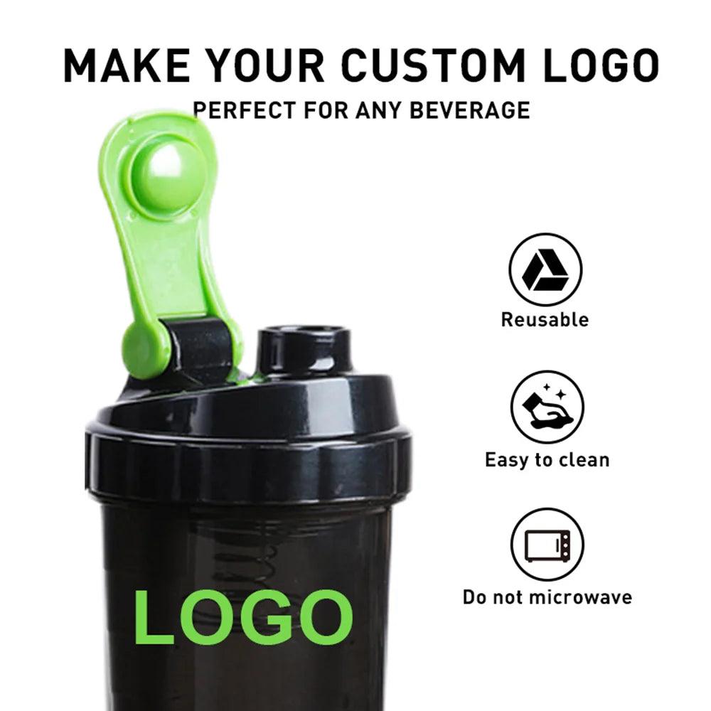 3 Layers Shaker Protein Bottle Powder Shake Cup Water Bottle Plastic Mixing Cup Body Building Exercise Bottle Zpaxo