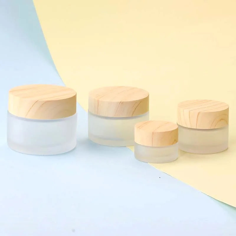 Frosted Glass Cosmetic Jars – Refillable Cream & Lip Balm Pots