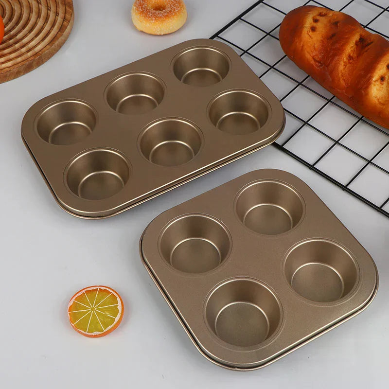4/6/12 Cups Cupcake Pan Muffin Tray Cupcake Mold Muffin Pan Carbon Steel Baking Pan Non Stick Bakeware Microwave Cake Mould Zpaxo