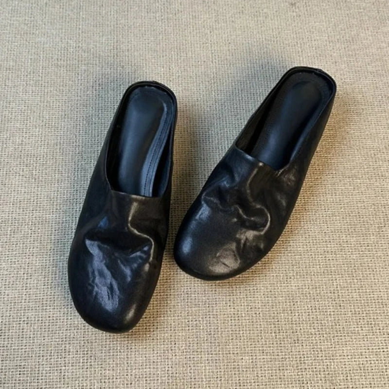 Women's Fish Mouth Closed Toe Solid Vintage Comfortable Slippers Zpaxo black 39