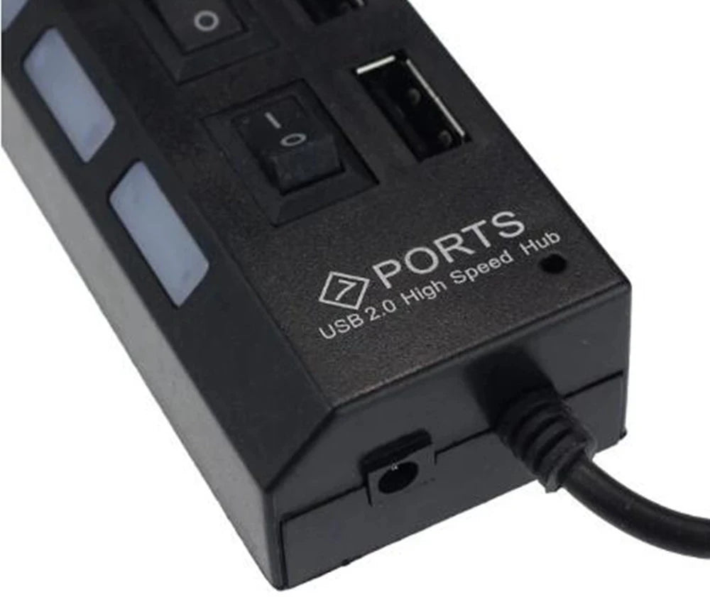 7 Ports USB 2 0 Hub Splitter Notebook Macbook Desk Power Adapter